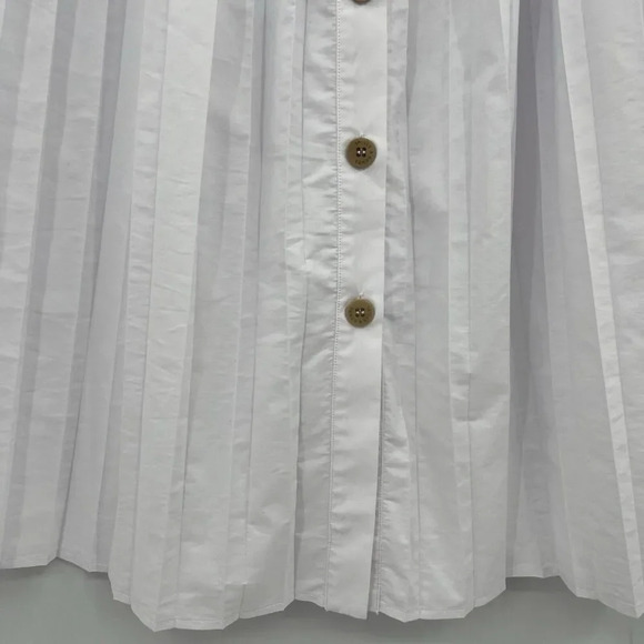 SKILLS‎ & GENES White Poplin Pleated Midi Skirt Italian Size 38 U.S. Women’s 2 - Picture 3 of 9
